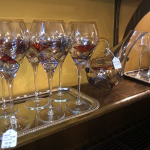 6 verres à vin décoré
