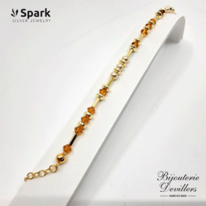 Bracelet Spark - perles et cristal sur argent doré